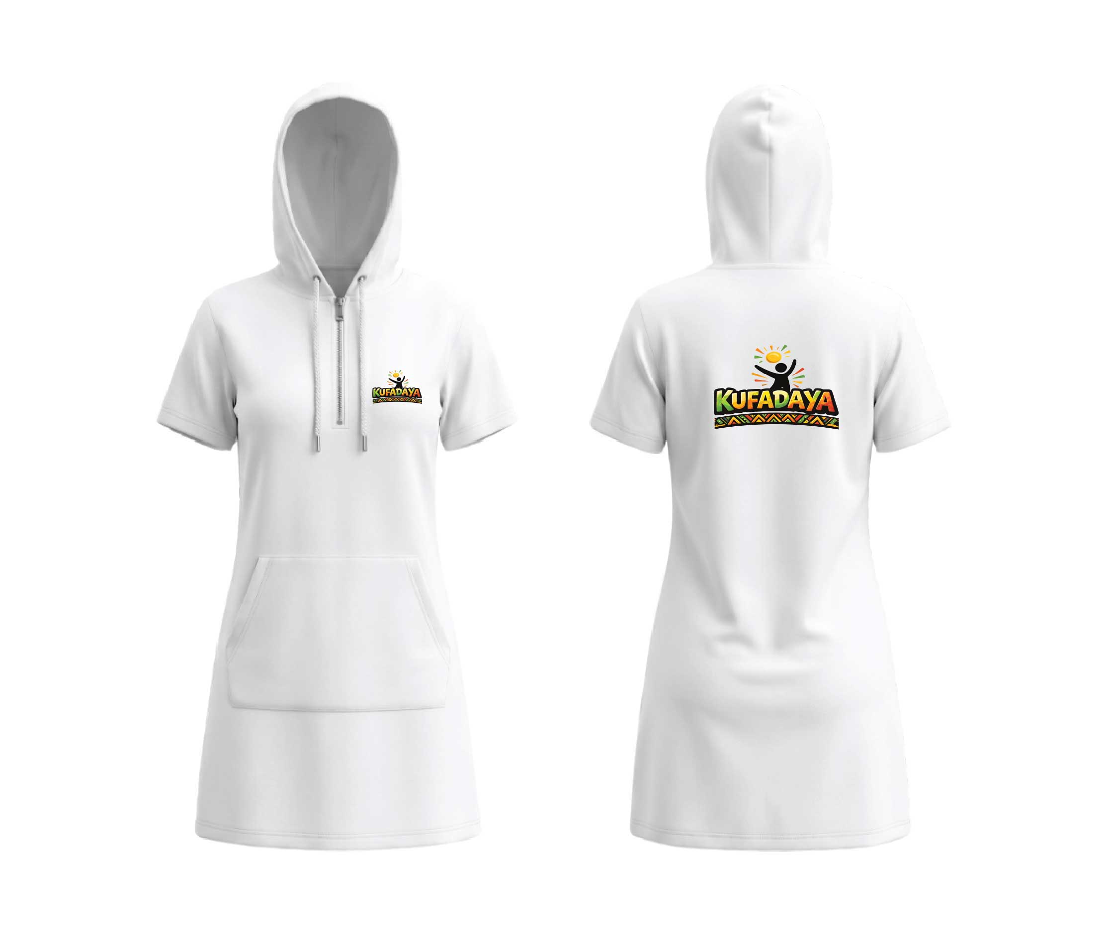 Kufadaya Zip Hood Dress - White