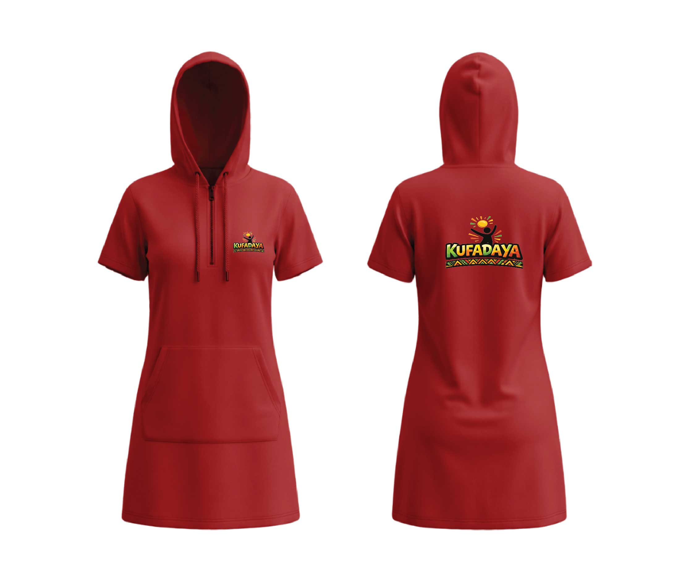 Kufadaya Hooded Dress - Red