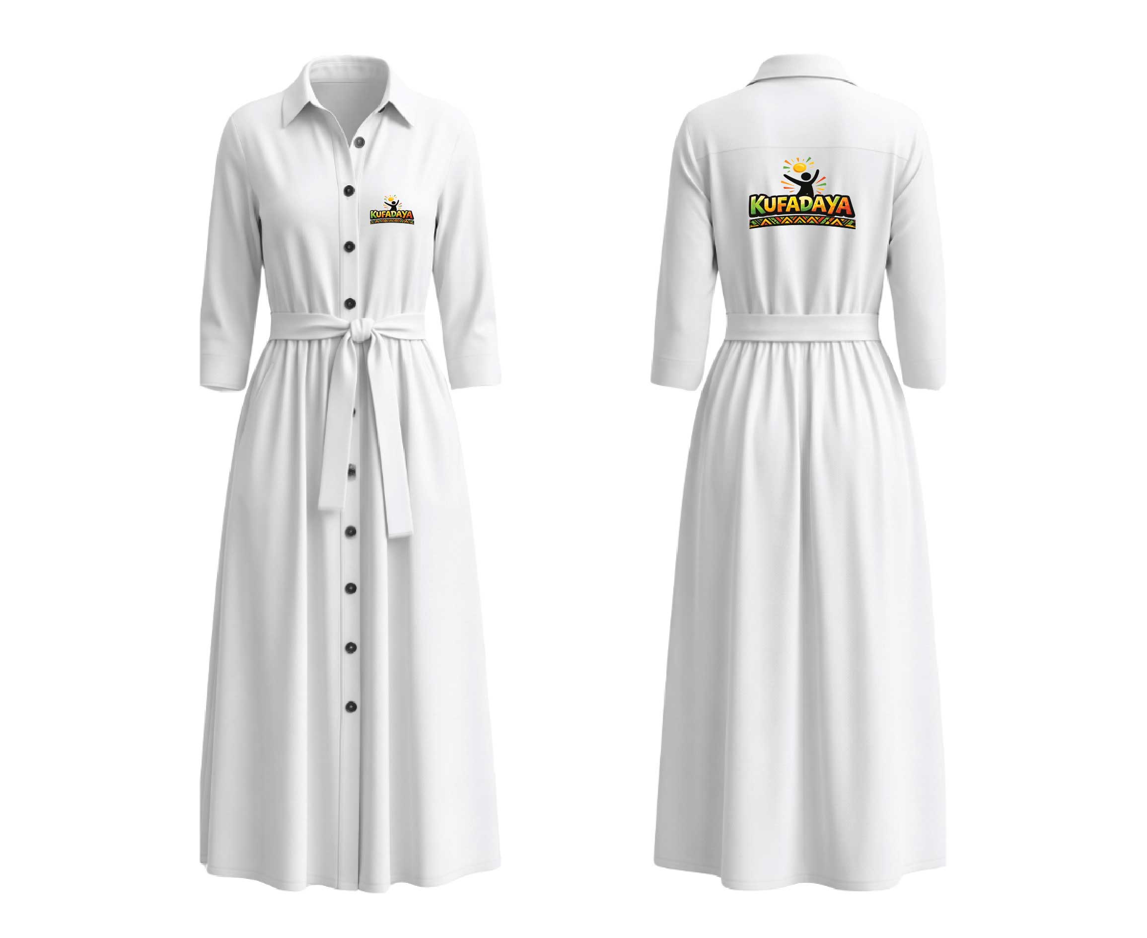 Kufadaya Button Shirt Dress - White