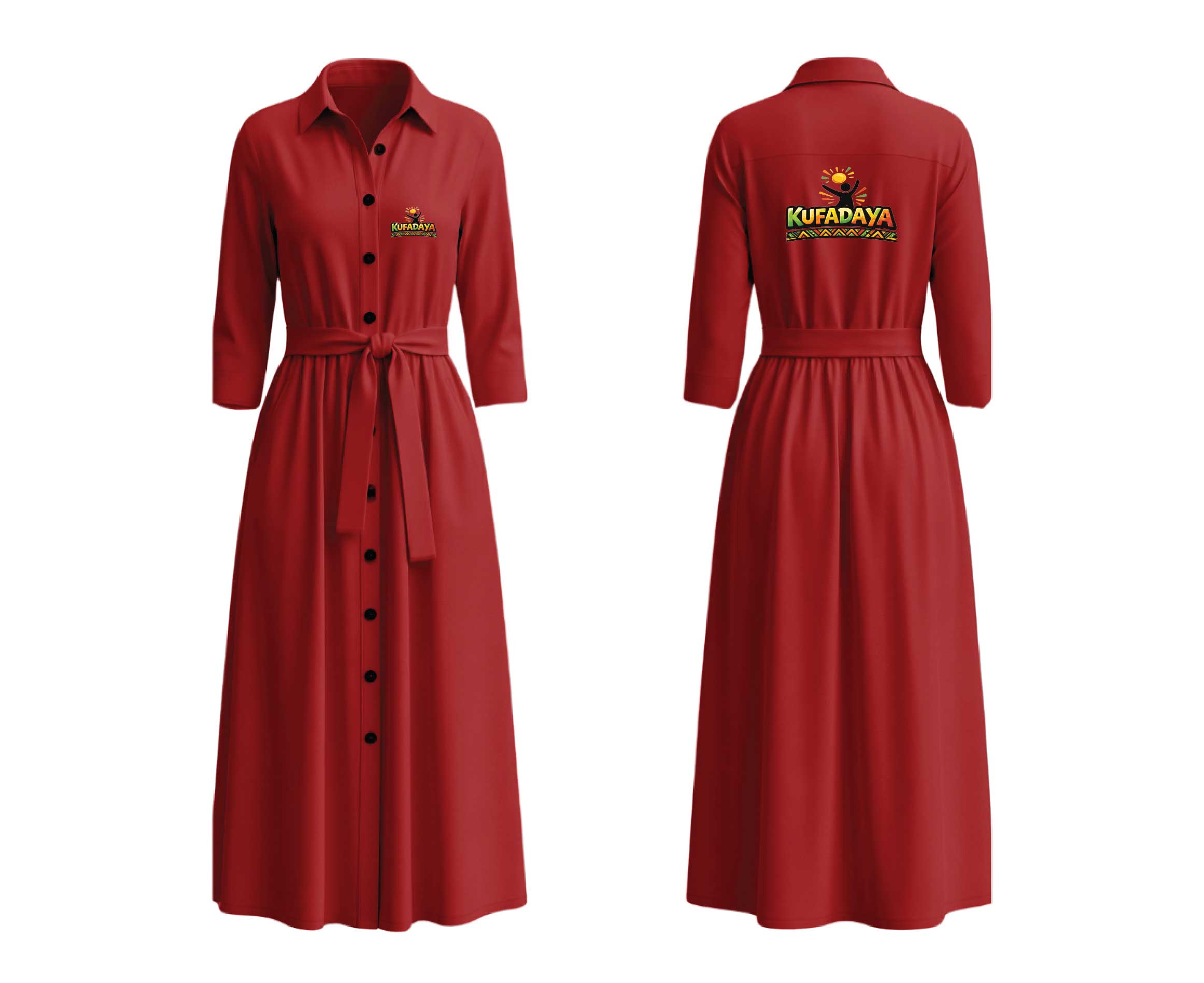 Kufadaya Button Shirt Dress - Red