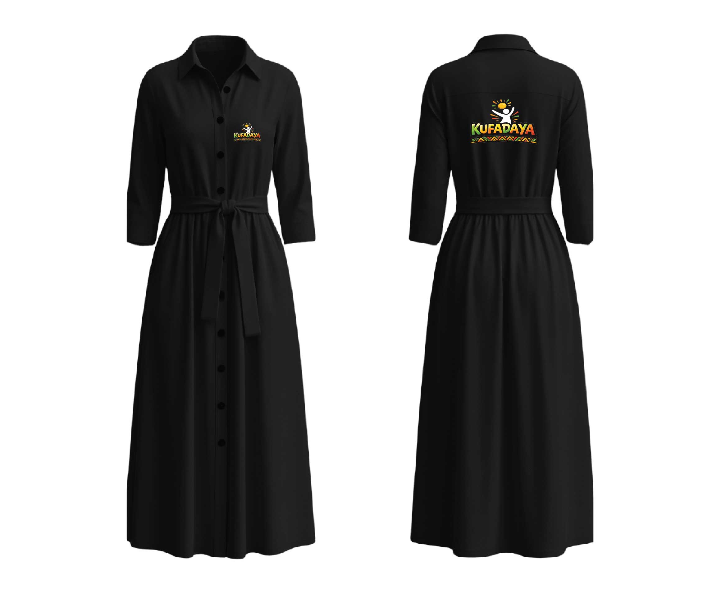 Kufadaya Button Shirt Dress - Black