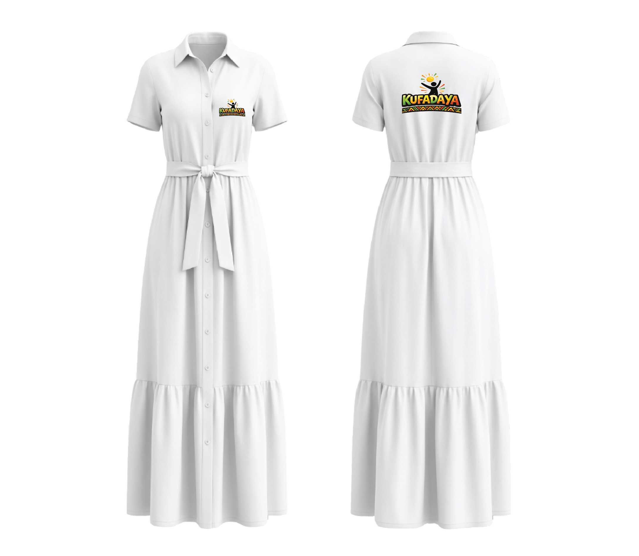 Kufadaya Tiered Shirt Dress - White