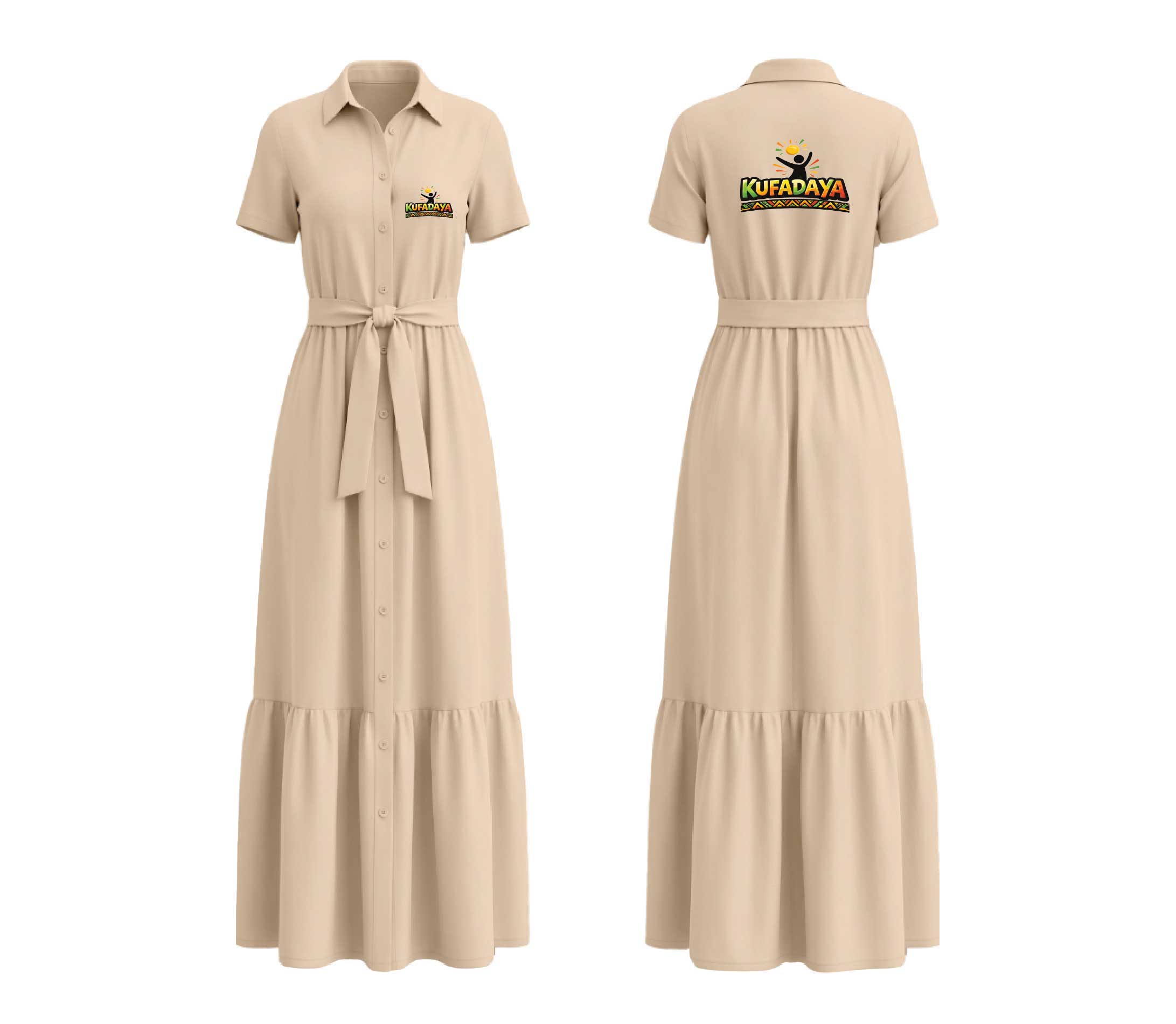 Kufadaya Tiered Shirt Dress - Cream