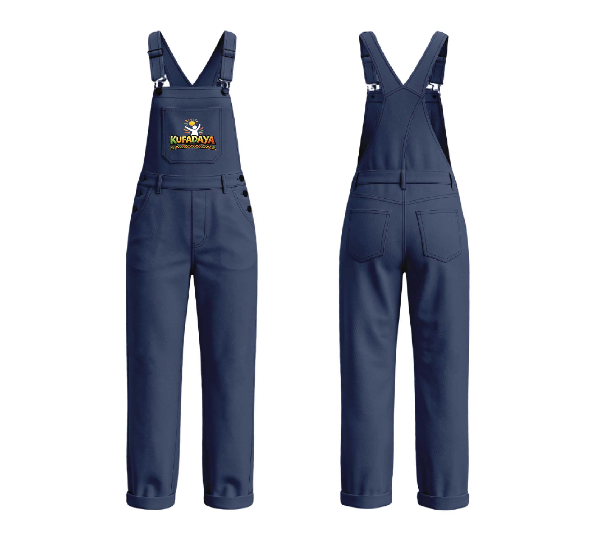 Kufadaya Full Length Dungarees - Navy Blue