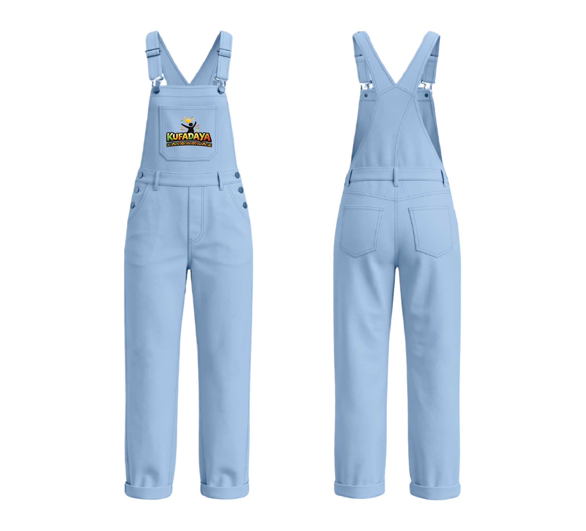 Kufadaya Full Length Dungarees - Light Blue Denim